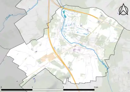 Carte montrant en couleurs le relief d'une commune