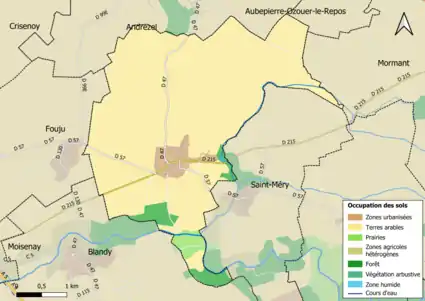 Carte des infrastructures et de l'occupation des sols en 2018 (CLC) de la commune.