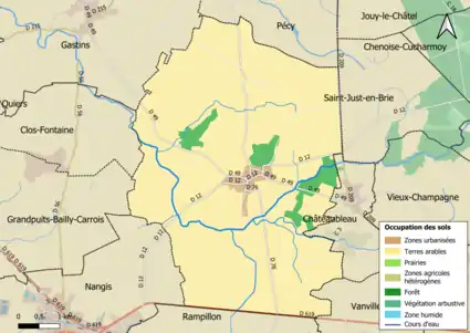 Carte des infrastructures et de l'occupation des sols en 2018 (CLC) de la commune.