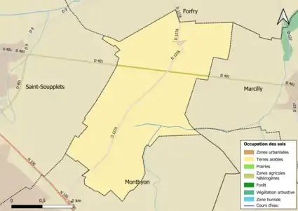 Carte des infrastructures et de l'occupation des sols en 2018 (CLC) de la commune.