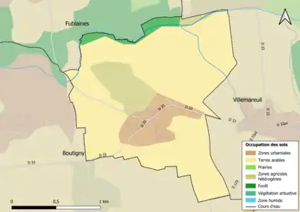 Carte des infrastructures et de l'occupation des sols en 2018 (CLC) de la commune.