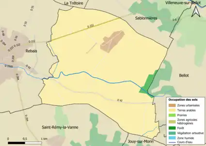 Carte des infrastructures et de l'occupation des sols en 2018 (CLC) de la commune.