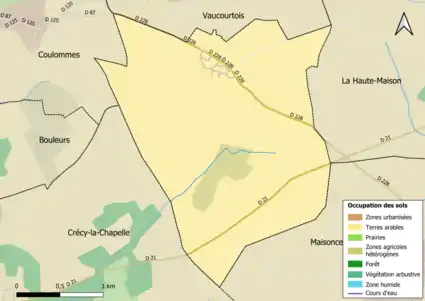 Carte des infrastructures et de l'occupation des sols en 2018 (CLC) de la commune.