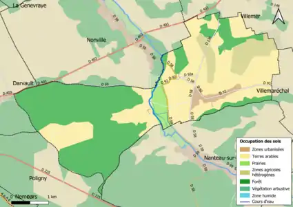 Carte des infrastructures et de l'occupation des sols en 2018 (CLC) de la commune.