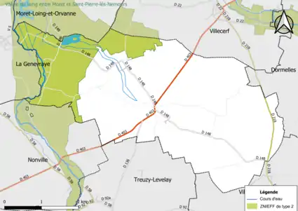 Carte des ZNIEFF de type 2 de la commune.