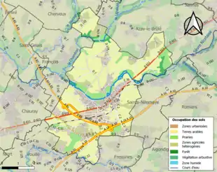 Carte en couleurs présentant l'occupation des sols.