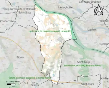 Carte de la ZNIEFF de type 1 sur la commune.
