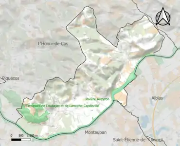 Carte des ZNIEFF de type 1 sur la commune.
