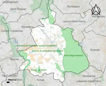 Carte des ZNIEFF de type 1 sur la commune.