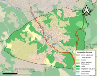 Carte en couleurs présentant l'occupation des sols.