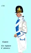 Uniforme du 83e régiment d'infanterie ci-devant Foix de 1792 à 1796