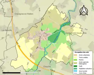 Carte en couleurs présentant l'occupation des sols.