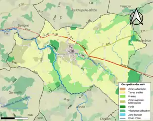Carte en couleurs présentant l'occupation des sols.