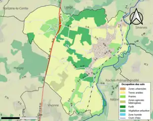 Carte en couleurs présentant l'occupation des sols.