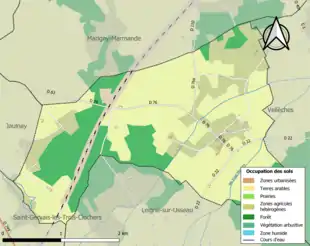 Carte en couleurs présentant l'occupation des sols.