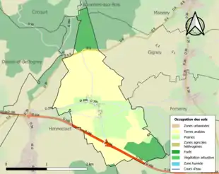 Carte en couleurs présentant l'occupation des sols.