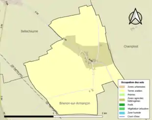 Carte en couleurs présentant l'occupation des sols.