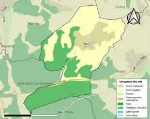 Carte en couleurs présentant l'occupation des sols.