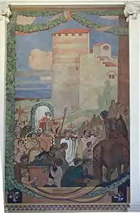 Une fresque de Georges Chauvet dans la salle de cérémonie de l'hôtel de ville.