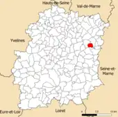 Vue d'une carte montrant la situation de la commune au sein de son département.