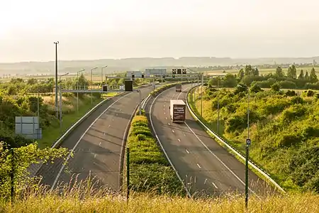 L'A13 sortant du Tunnel Markusbierg à Schengen.