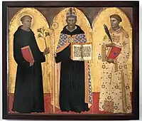 Saint Augustin entre saint Nicolas de Tolentino et saint Etienne, Pinacothèque Civique de Fabriano
