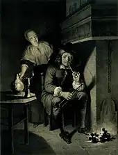 Homme et femme devant une cheminée