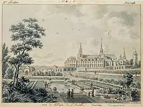 Vue de l'abbaye, dessin du XVIIIe siècle
