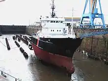 L’Abeille Languedoc en cale sèche à Brest.