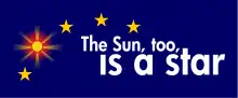 Logo de la procédure d'adhésion à l'Union européenne, on y voit le soleil macédonien rangé parmi les étoiles du drapeau européen