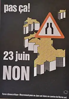 Affiche en faveur du non (rester dans le canton de Berne).