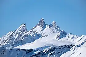 Vue des aiguilles Rouges d'Arolla depuis la Corne de Sorebois.