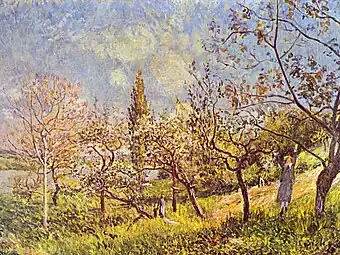 Sisley : Un verger au printemps.