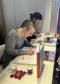 avec Jean Cremers au festival international de la bande-dessinée d'Angoulême, 2023.