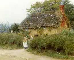 'A Cottage With Sunflowers', d'Helen Allingham.