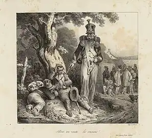 Allons, en route… les anciens !, 1827, lithographie, Paris, musée Carnavalet.