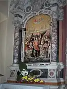 Peinture sur l'autel latéral baroque de Saint Nicolas dans l'Église Notre-Dame de Trsat à Rijeka.