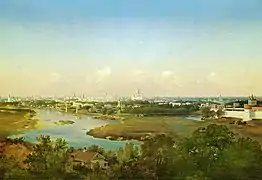 Vue de Moscou depuis la Colline des moineaux, huile sur toile, 40 × 60 cm. Musée russe à Saint-Pétersbourg