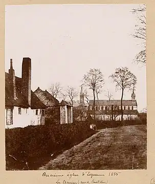 Ancienne église d'Esquermes et rue de Canteleu en 1855