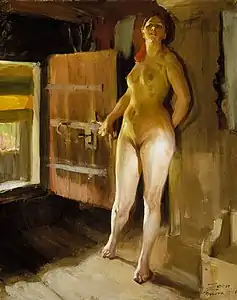 Modèle dans le sauna (1905), Helsinki, musée d'art Ateneum.