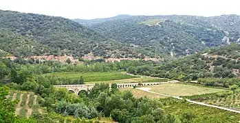 Vue d'Ansignan (aval rive droite).