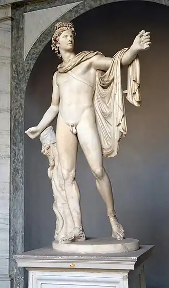 Apollon du Belvédère, copie romaine d'un original du IVe siècle av. J.-C. de Léocharès, musée Pio-Clementino.