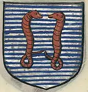 Armes de la seigneurie dessinées au XVIe siècle par Jean de Baudreuil (issues du premier exemplaire).