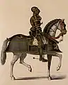 Armure d'un cavalier bavarois du XVIe siècle (dessin de Frédéric Piton, Bibliothèque nationale et universitaire de Strasbourg).