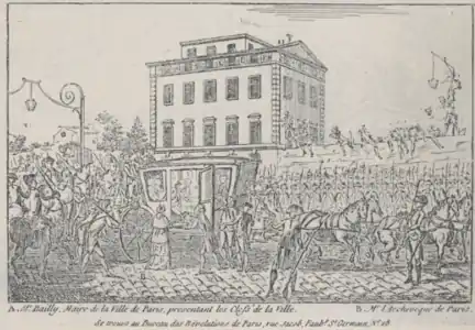Arrivée de Louis XVI à la porte de Passy le 17 juillet 1789.
