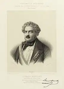 Armand Marrast. Lithographie d'Émile Desmaisons, Galerie des Représentants du Peuple, 1848.