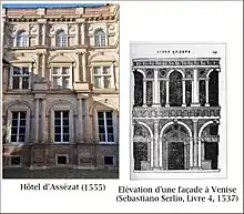 Influence d'une gravure de Serlio.