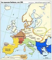 Les premiers royaumes germaniques en occident.