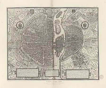 La Maladerie [sic] figure sur le plan dit « de Tapisserie » (1540), en bas à droite. Fac-similé d'une copie exécutée par Gaignières en 1690.