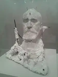 Pierre Puvis de Chavannes (1891), plâtre original, avec points de basement (clous et repères) pour fixer un pantographe. Paris, musée Rodin.